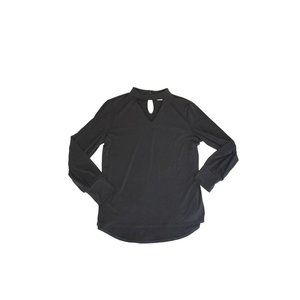 Chicos Size 1 Black Long Sleeve Top Neckline Cut Out 54912